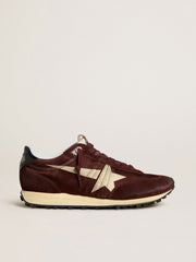 Golden Goose Men's Marathon with burgundy satin upper and platinum leather star