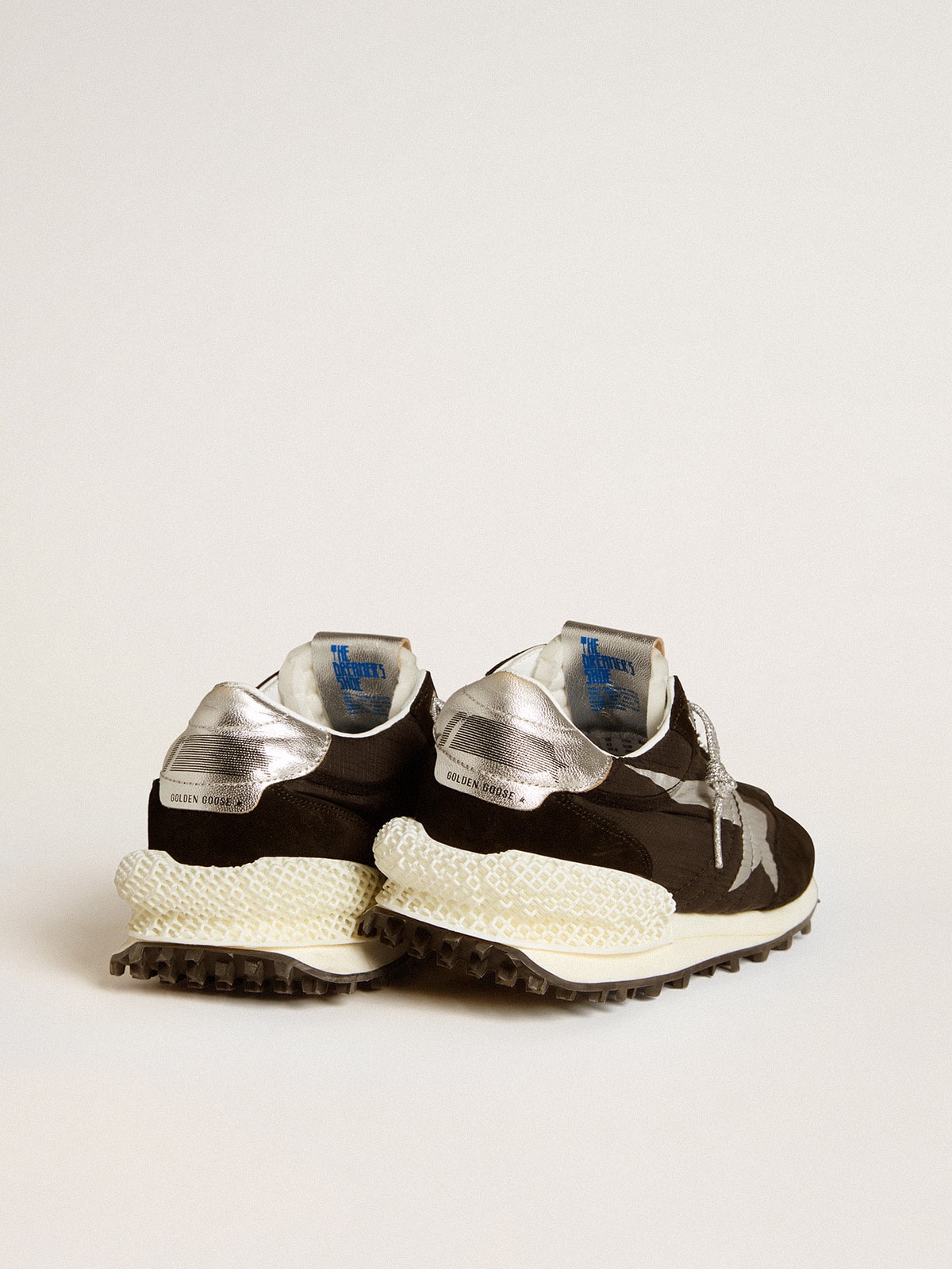 Golden Goose Men’s Marathon with black ripstop nylon upper and silver star