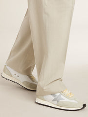 Golden Goose Men’s Marathon with white nylon upper and silver star