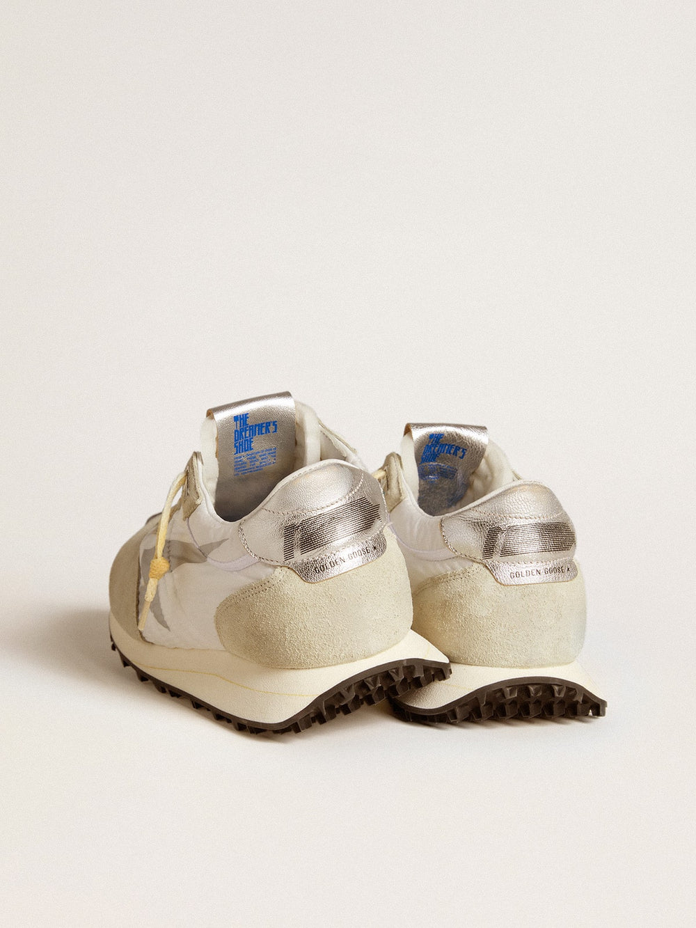 Golden Goose Men’s Marathon with white nylon upper and silver star