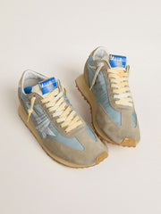 Golden Goose Men’s Marathon with light blue nylon upper and pastel blue star