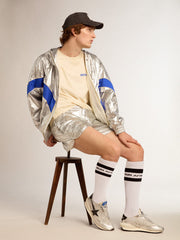 Golden Goose Men’s Marathon with silver ripstop nylon upper and black star