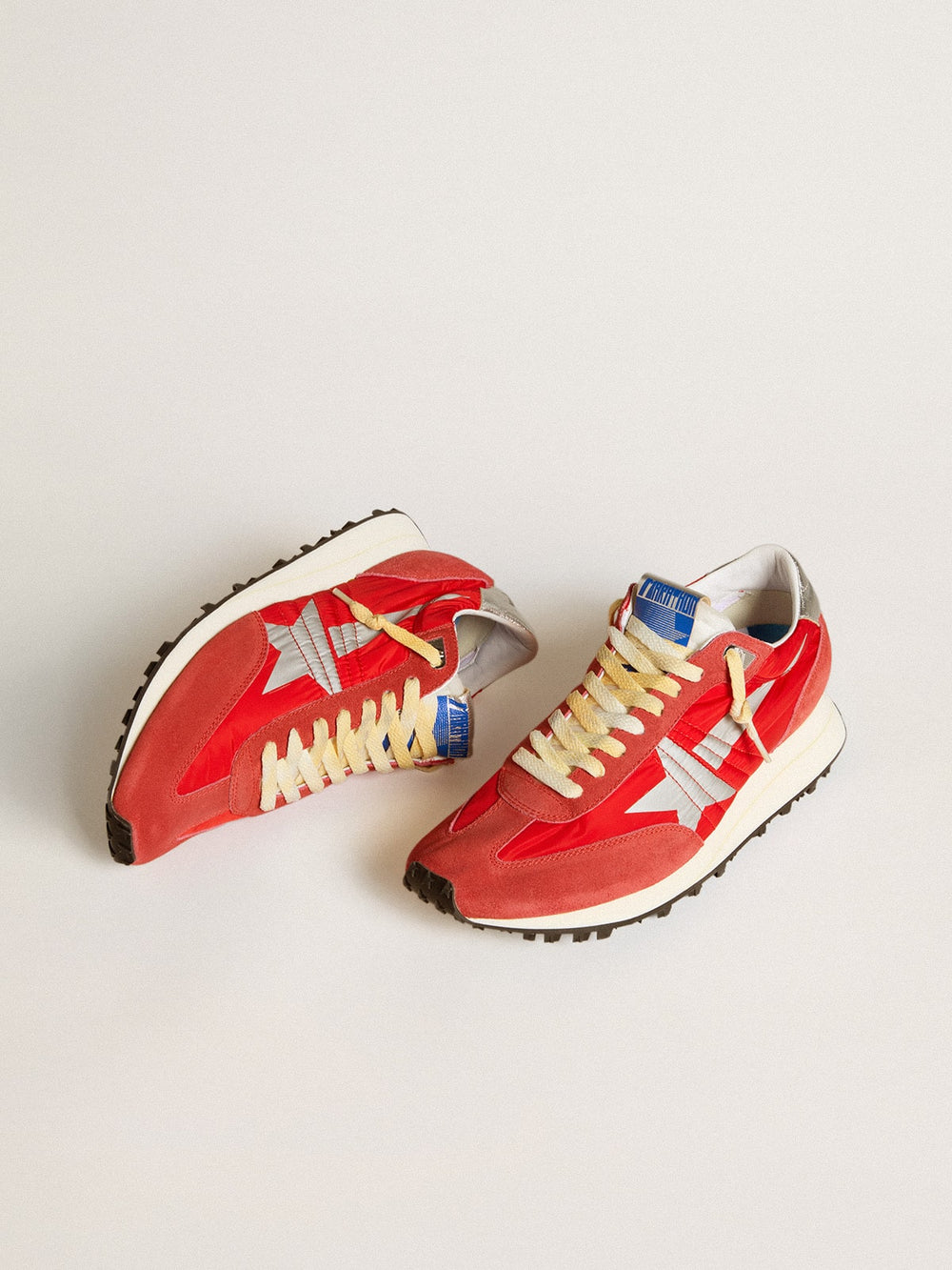 Golden Goose Men’s Marathon with red nylon upper and silver star