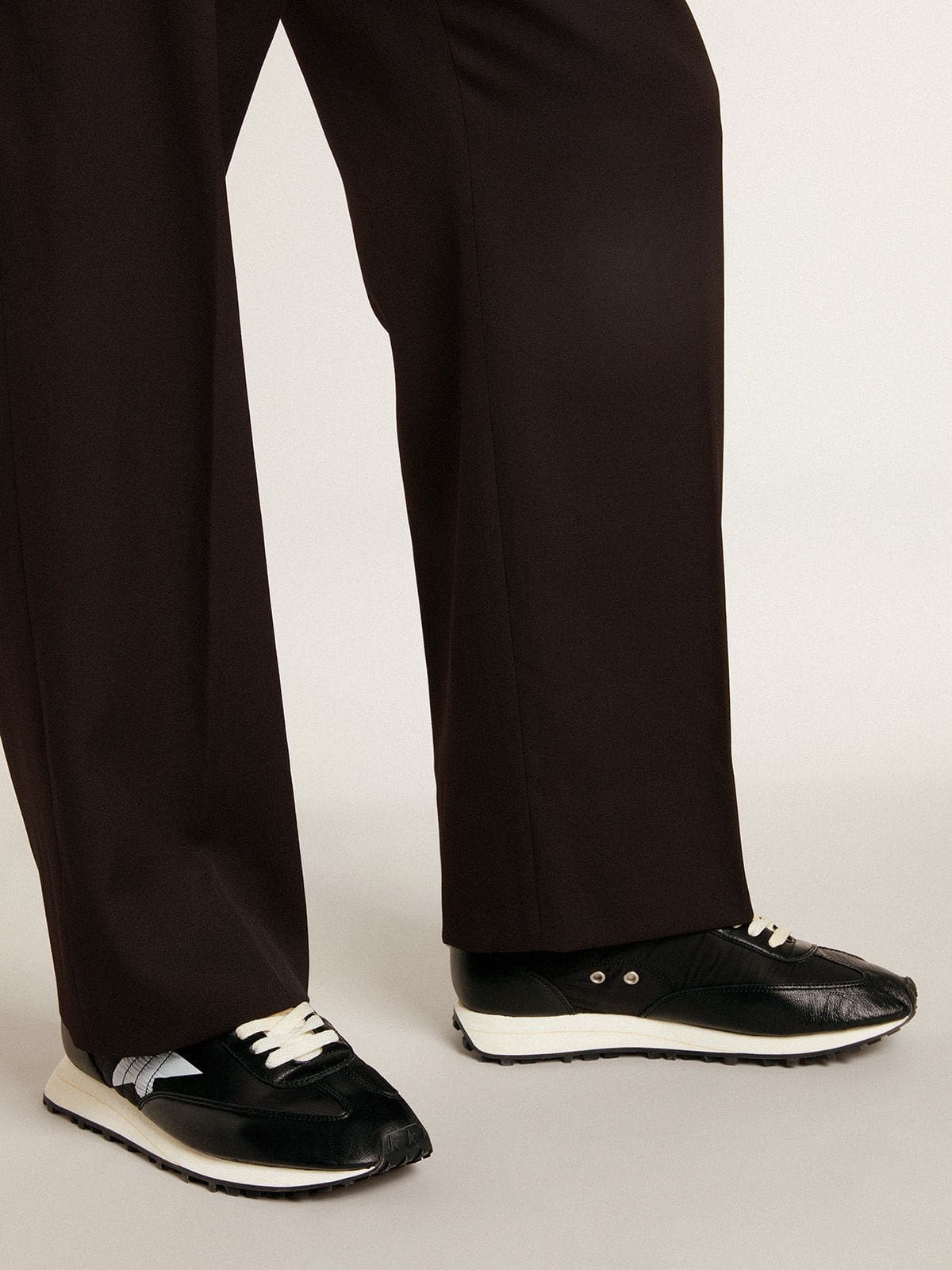 Golden Goose Men’s Marathon with black nylon upper and white star
