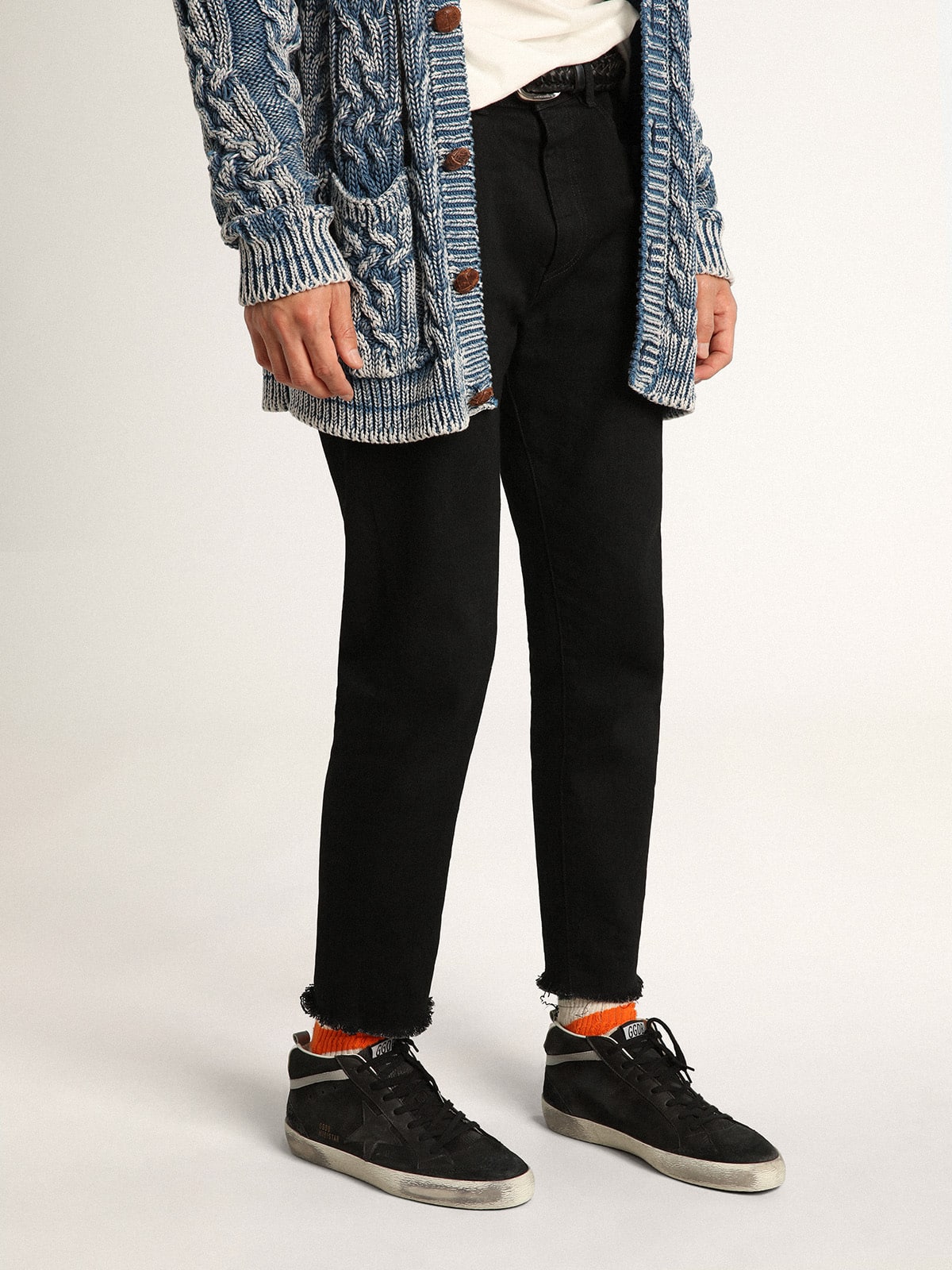 Golden Goose Men's Mid Star in nubuck with black leather star and silver flash