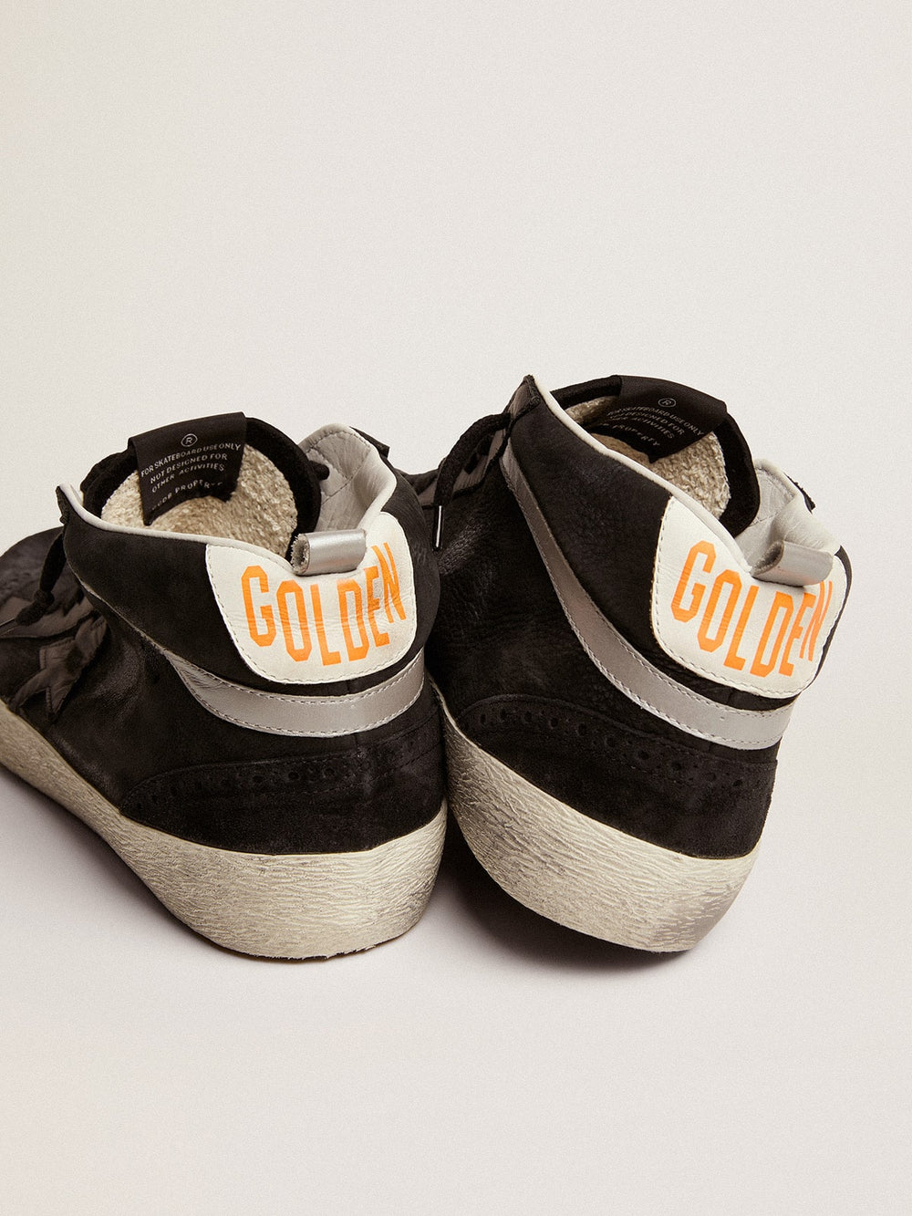 Golden Goose Men's Mid Star in nubuck with black leather star and silver flash