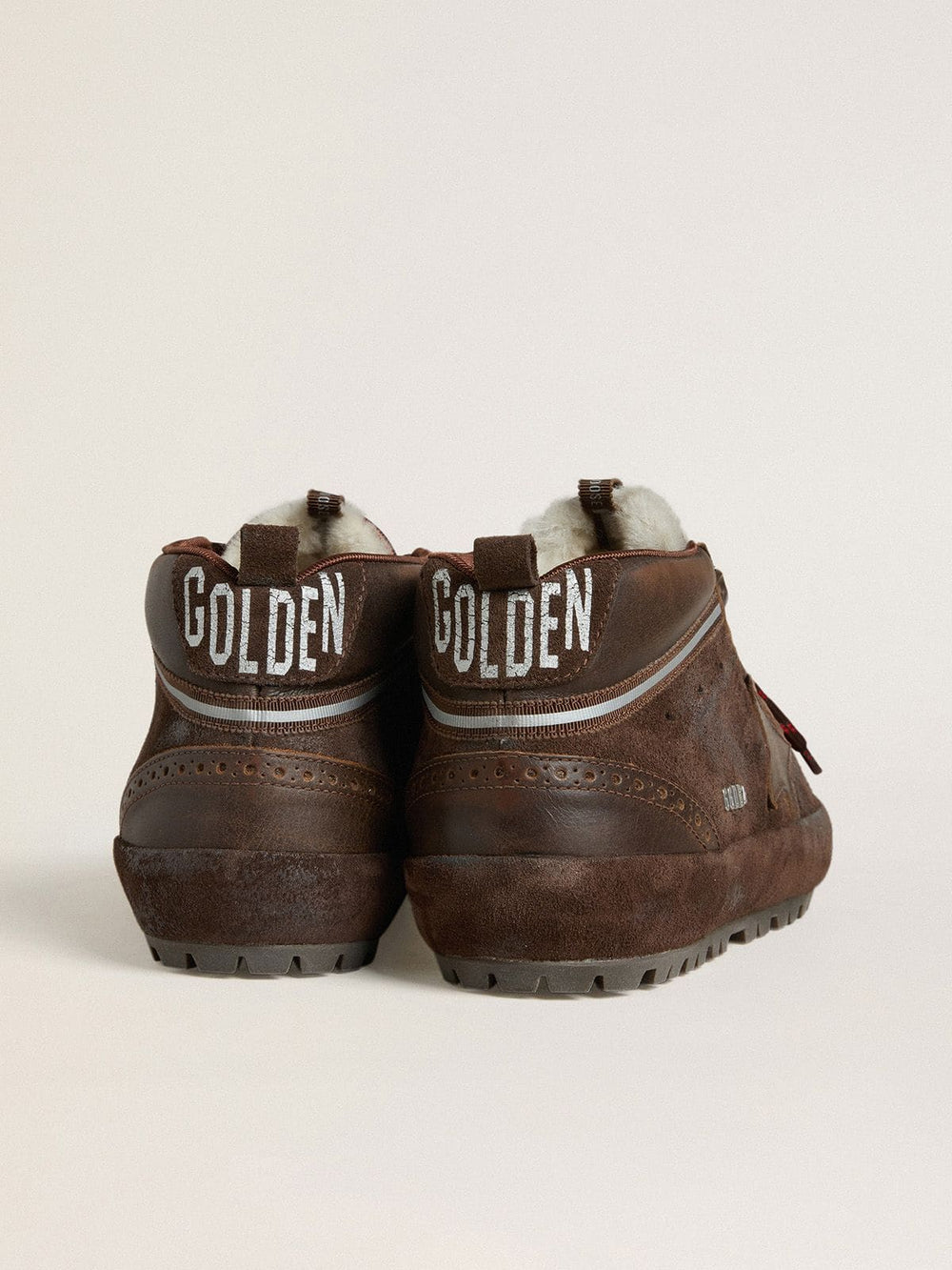 Golden Goose Men's Mid Star Ski in brown suede with leather star and suede heel tab