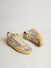 Golden Goose Mid Star LAB in silver metallic leather and mesh with perforated star