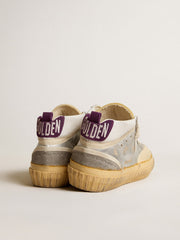 Golden Goose Mid Star LAB in silver metallic leather and mesh with perforated star