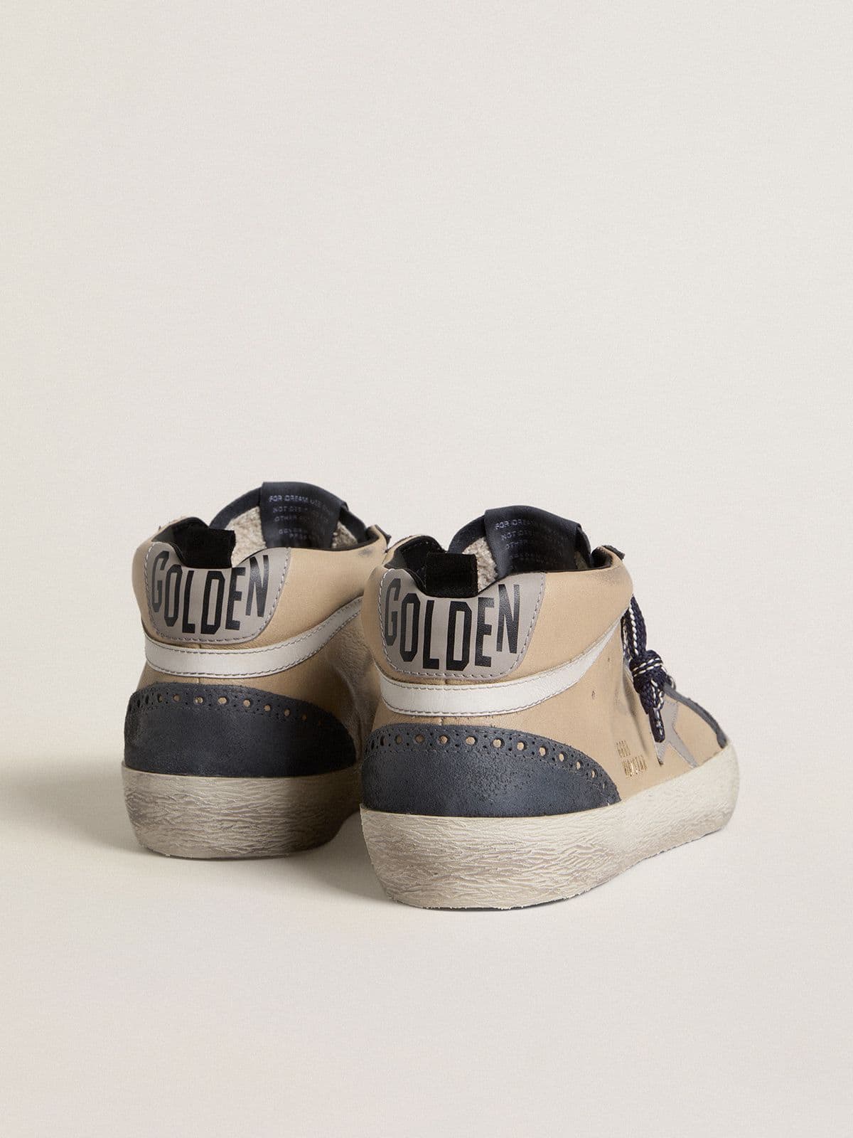 Golden Goose Men's Mid Star in beige and blue suede with gray nappa leather star and white leather flash