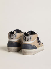 Golden Goose Men's Mid Star in beige and blue suede with gray nappa leather star and white leather flash