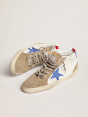Golden Goose Men's Mid Star with blue leather star and dove-gray suede inserts