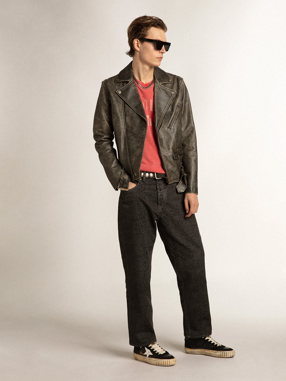 Golden Goose Men’s Mid Star in black nappa and suede with white leather star