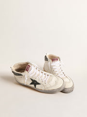 Golden Goose Mid Star with green metallic leather star and white flash
