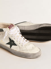Golden Goose Mid Star with green metallic leather star and white flash