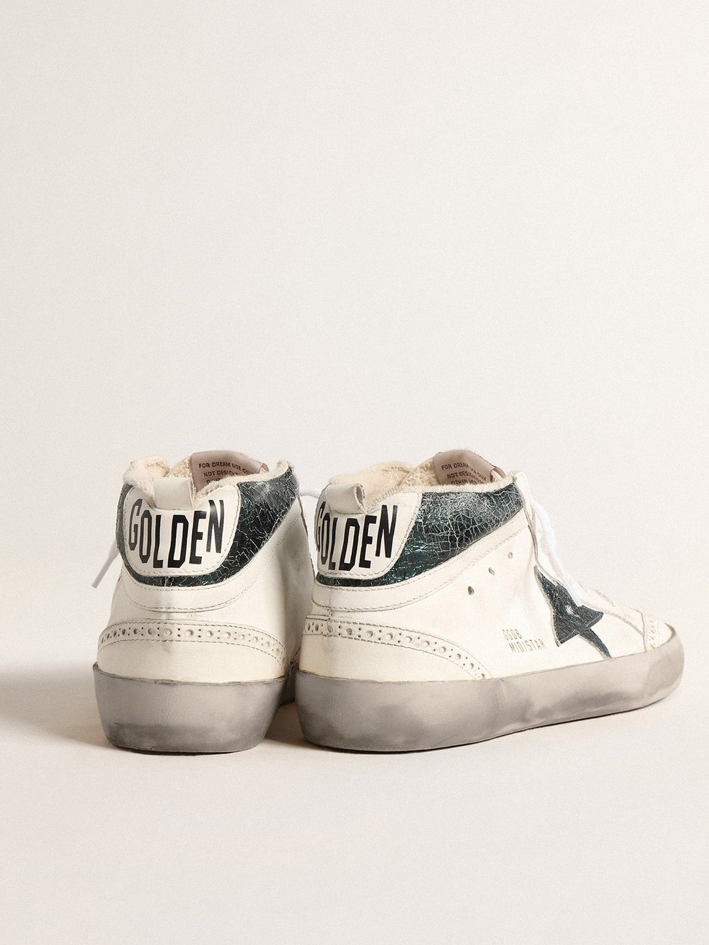 Golden Goose Mid Star with green metallic leather star and white flash