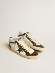 Golden Goose Mid Star with green leather star and blue leather flash