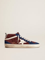 Golden Goose Men's Mid Star in wine-red suede with white nappa star and flash