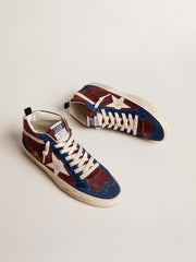 Golden Goose Men's Mid Star in wine-red suede with white nappa star and flash