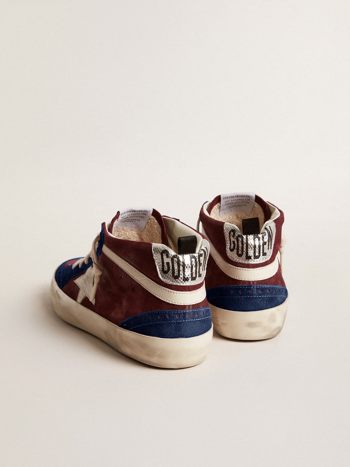 Golden Goose Men's Mid Star in wine-red suede with white nappa star and flash