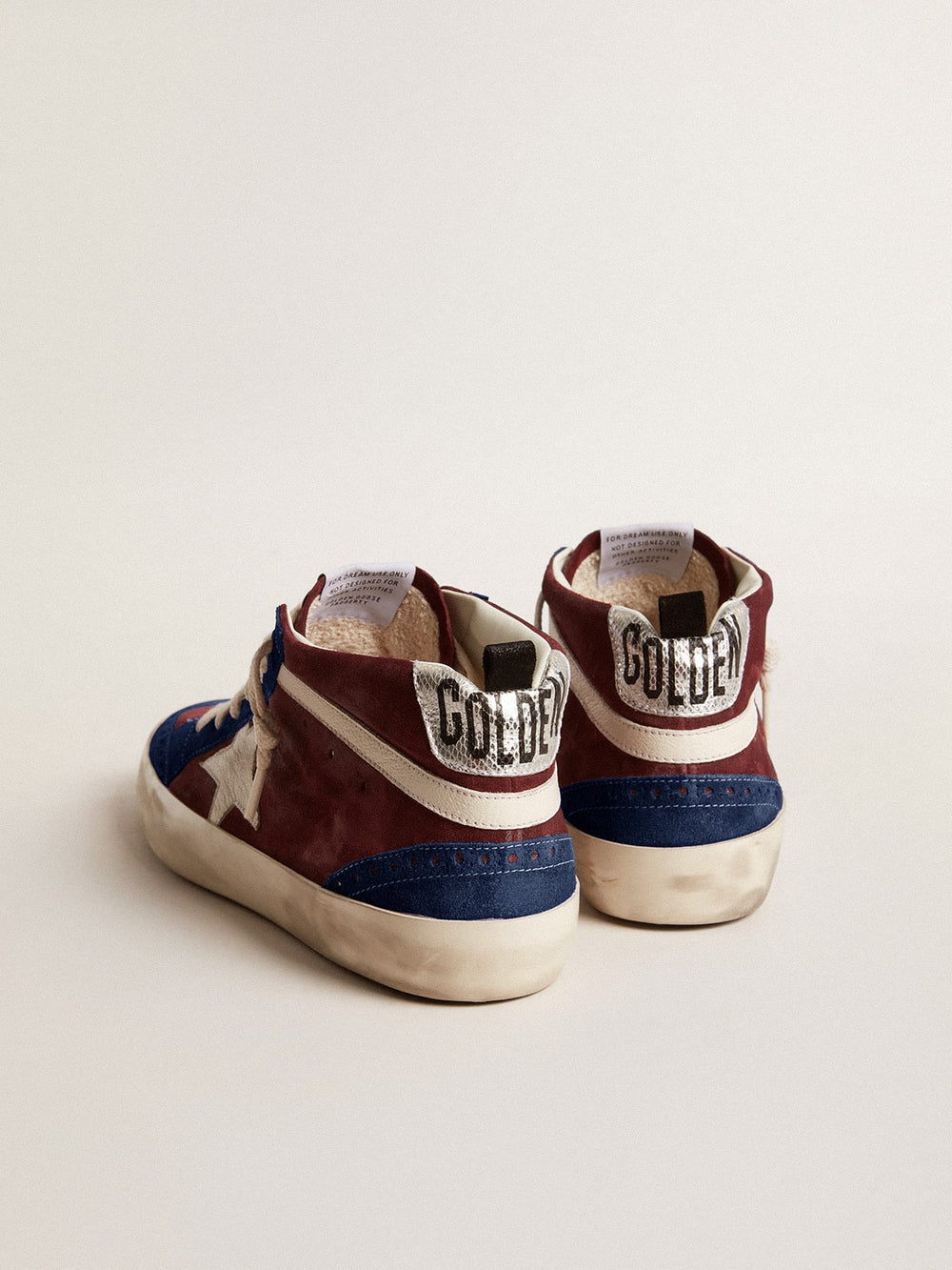 Golden Goose Men's Mid Star in wine-red suede with white nappa star and flash