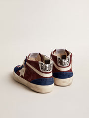 Golden Goose Men's Mid Star in wine-red suede with white nappa star and flash