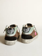 Golden Goose Mid Star in leopard-print pony skin with fuchsia leather star