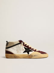 Golden Goose Mid Star in nappa with black suede star and wine-red inserts
