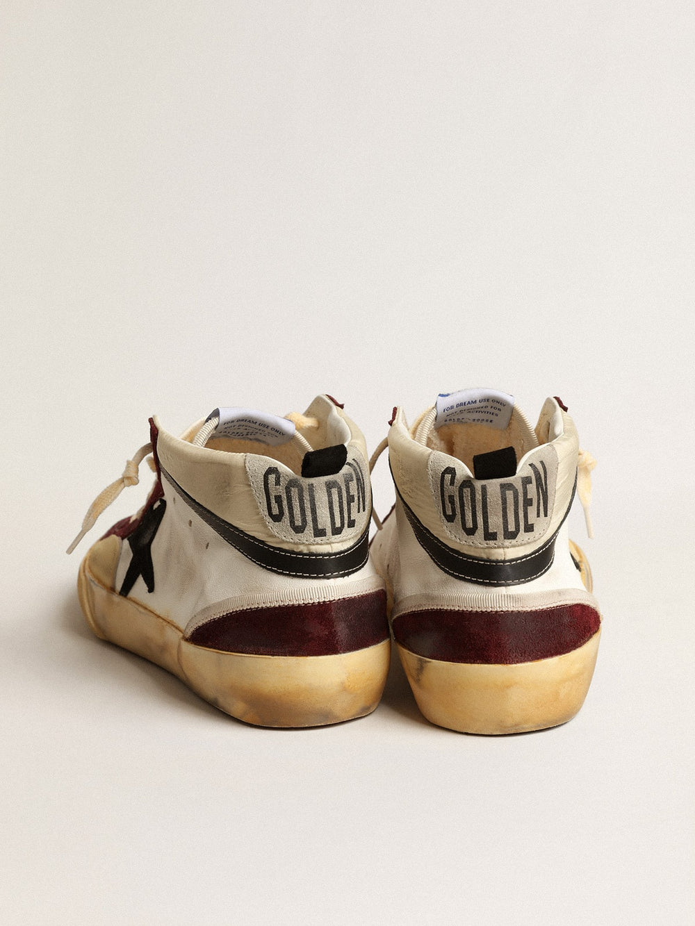 Golden Goose Mid Star in nappa with black suede star and wine-red inserts