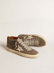Golden Goose Mid Star in green canvas with leather star and black flash
