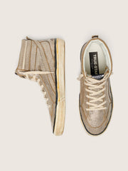 Golden Goose Men's Slide LAB sneakers in tobacco-colored suede with crystals and tobacco-colored suede star