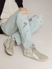 Golden Goose Men's Slide in leather with suede details