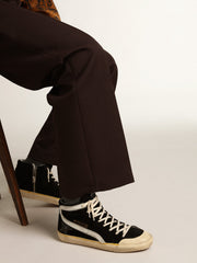 Golden Goose Men's Slide Penstar in black suede with black star and white flash