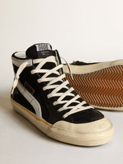 Golden Goose Men's Slide Penstar in black suede with black star and white flash
