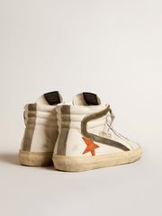 Golden Goose Men's nappa leather Slide with orange croc-print star and green suede flash
