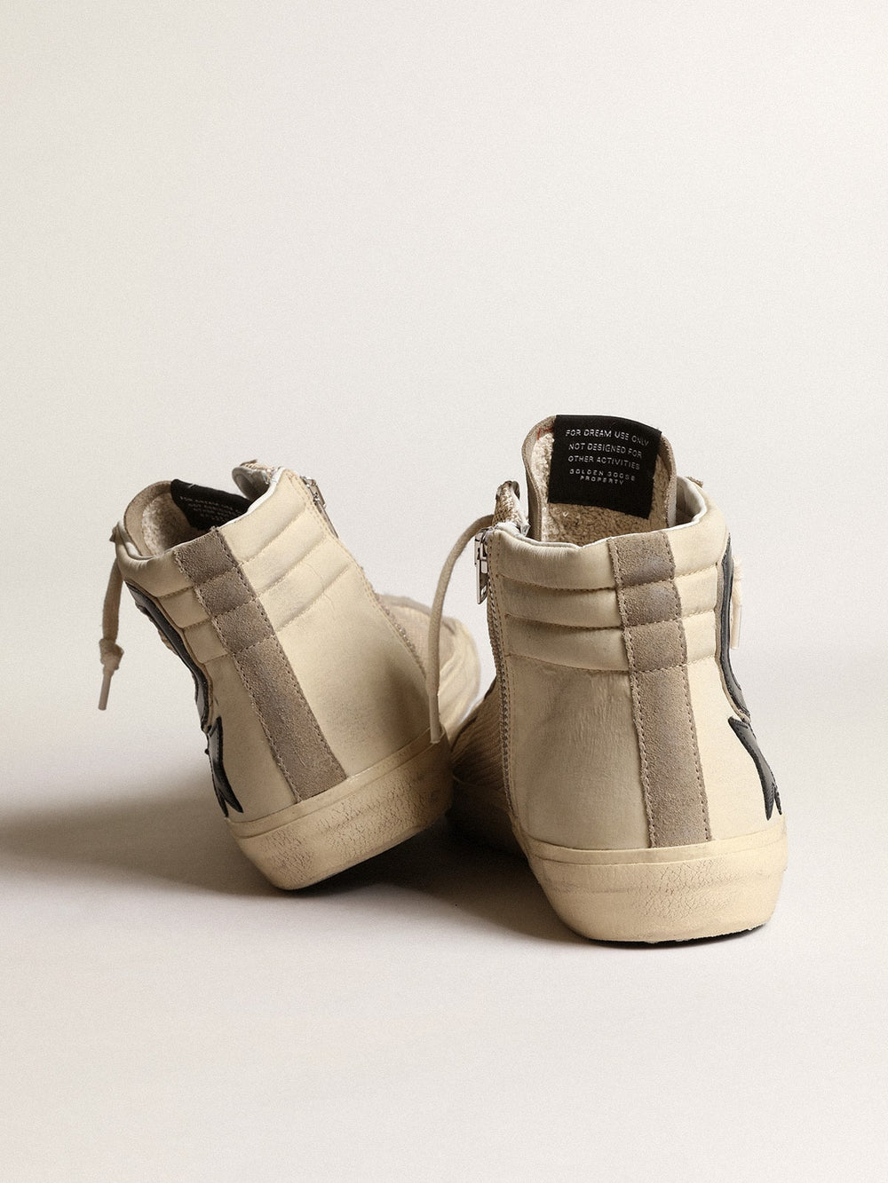 Golden Goose Slide in beige mesh and nylon with blue leather star and flash
