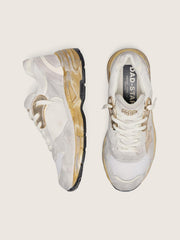 Golden Goose Men's Dad-Star in mesh and white suede with gold foiled leather star