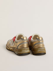 Golden Goose Men's Dad-Star in mesh and gold foiled leather with white leather star