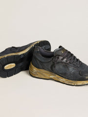 Golden Goose Men's Dad-Star in black naplak and crackle leather with black star and heel tab