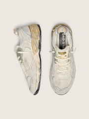 Golden Goose Men's Dad-Star in suede and mesh with white leather star and beige leather heel tab