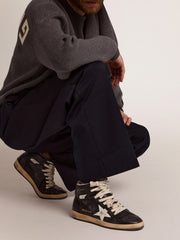 Golden Goose Sky-Star in black nappa leather with white leather star
