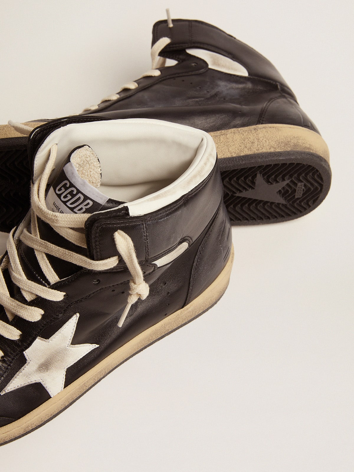 Golden Goose Sky-Star in black nappa leather with white leather star