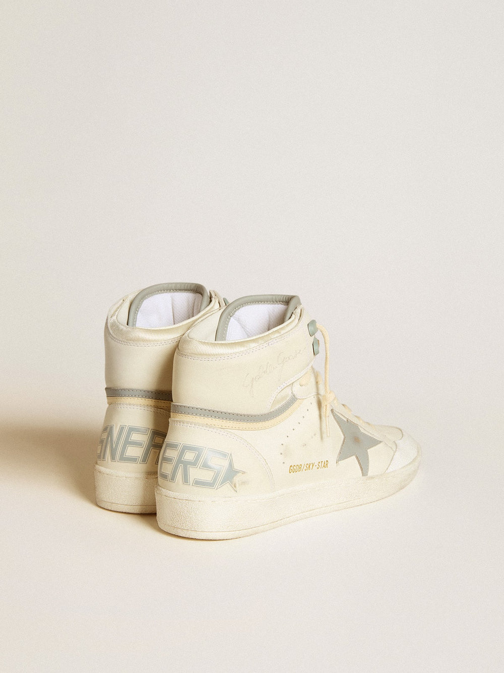 Golden Goose Men's Sky-Star in leather with light blue leather star and white heel tab