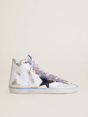 Golden Goose Men’s Francy Penstar LAB with black leather star and multicolor studs