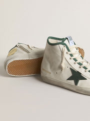 Golden Goose Men's Francy LTD in white nappa leather with green rubber star