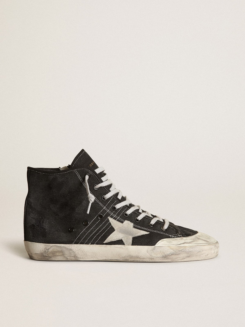 Golden Goose Francy Penstar in black canvas with white suede star and black suede heel tab