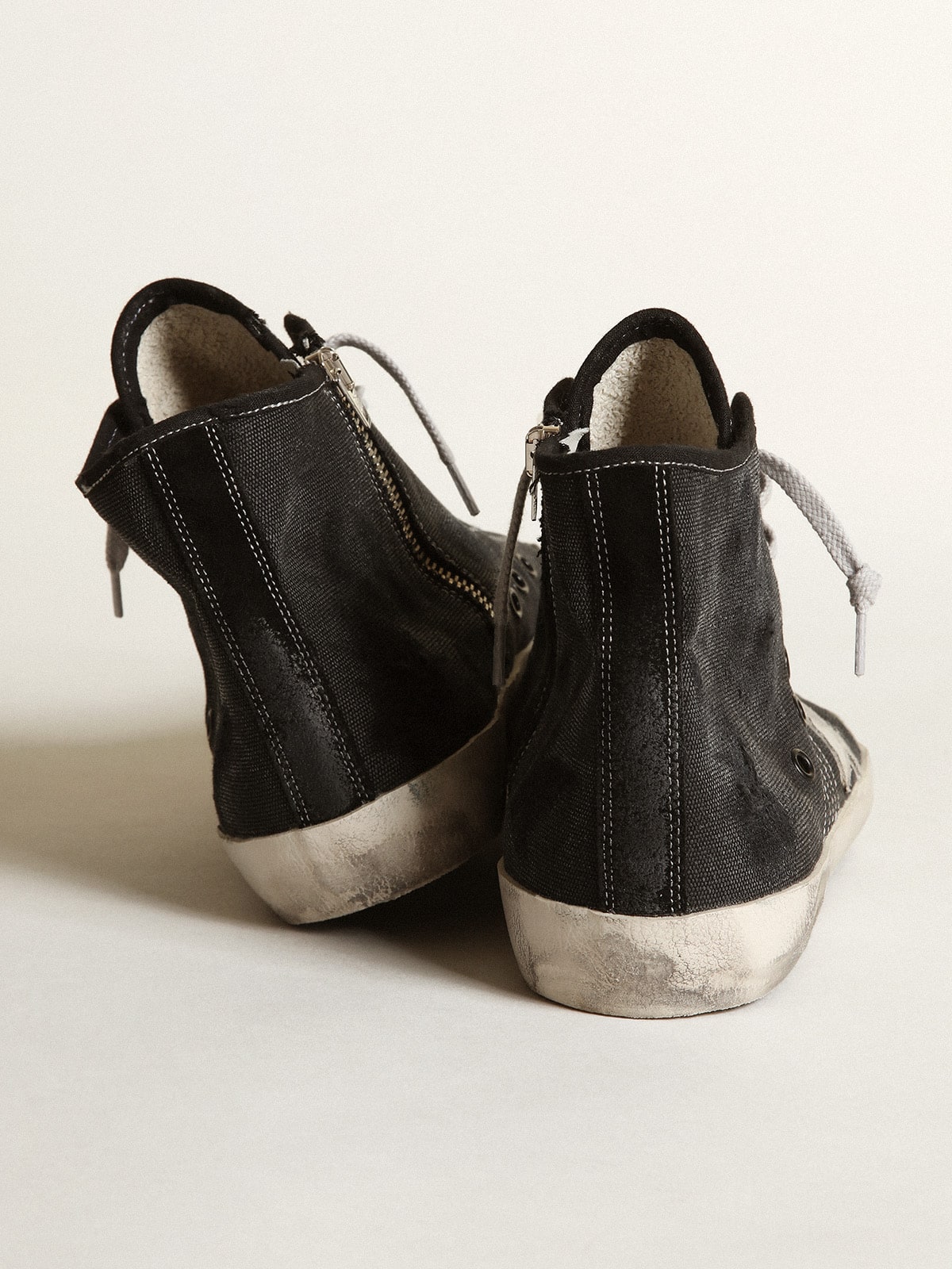 Golden Goose Francy Penstar in black canvas with white suede star and black suede heel tab