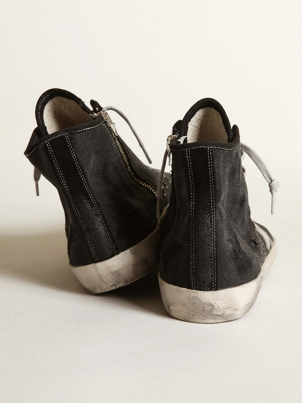 Golden Goose Francy Penstar in black canvas with white suede star and black suede heel tab