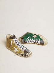 Golden Goose Men’s Francy LAB in golden glitter with white leather star