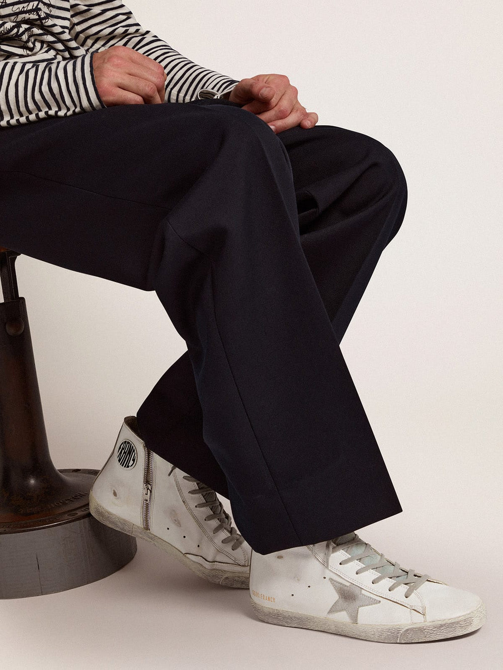 Golden Goose Men's Francy in leather with silver suede star